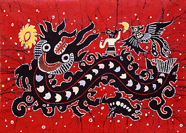 dragon, china wax paining by guizhou artists