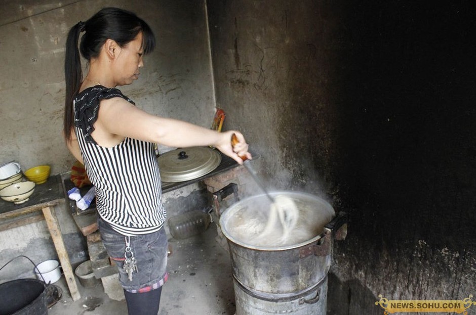 chiese rural teacher liu huahua is cooking lunch for her students