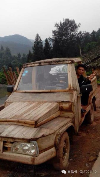 selfmade wooden pickup truck