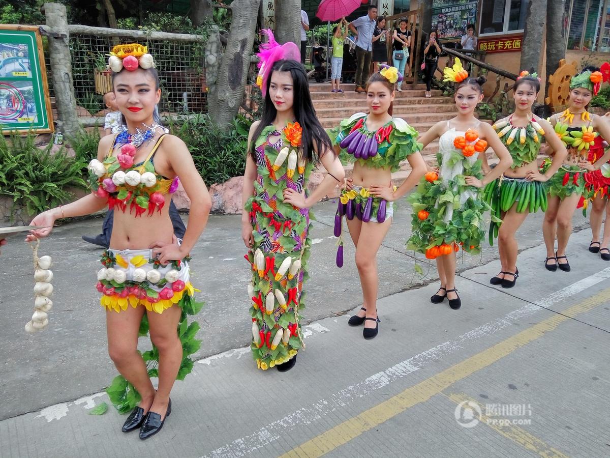 chinese vegetable girls showing healthy diet