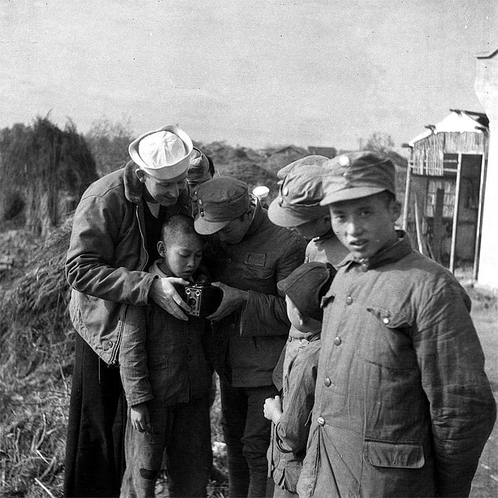 sailor and children and camera, old shanghai scene