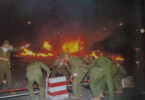 PLA troops in Tiananmen Square during the night of June 4, 1989