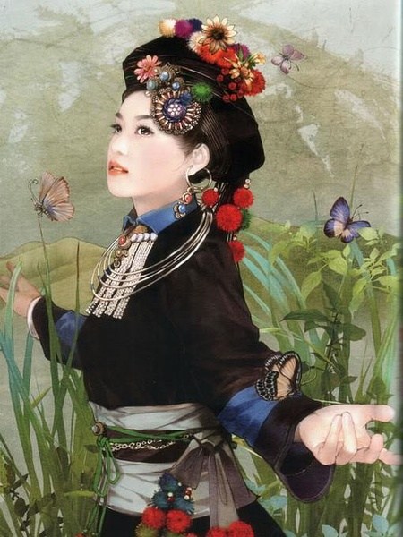 china ethnic achang woman dress and accessories