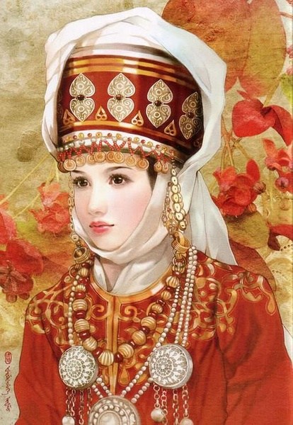china ethnic kirgiz women dress and accessories