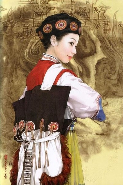 china naxi nationality, chinese ethnic naxi woman