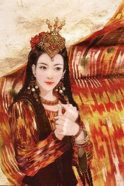 china ethnic ozbek woman, ozbek women clothes and accessories