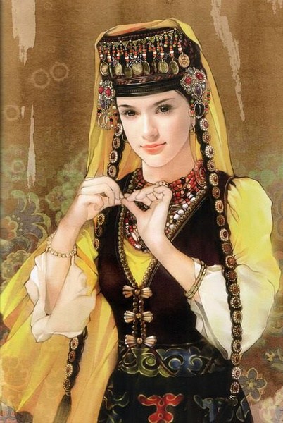 tajik woman dress and accessory, china ethnic group