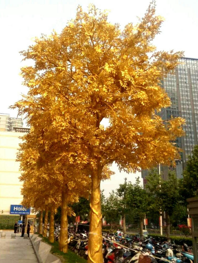 gold trees on zhengzhou street