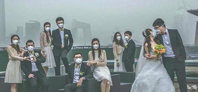 wedding, beijing, heavy air pollution