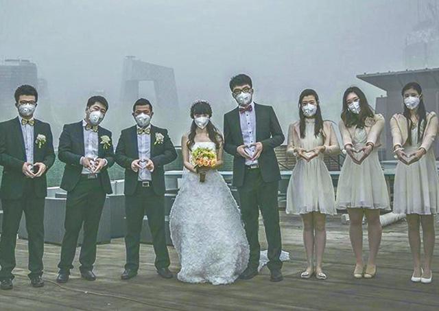 wedding in poppution in beijing