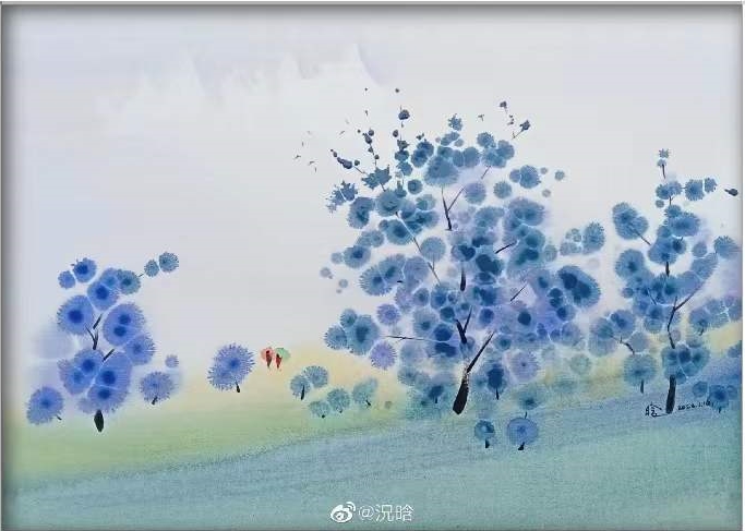 watercolor chinese countryside scenery