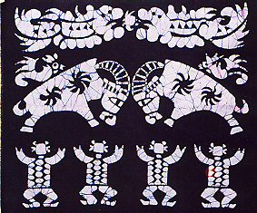 bull fighting, china guizhou wax painting art