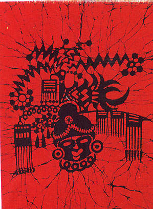 head ornament of miao minority women, chinese wax paintinng art