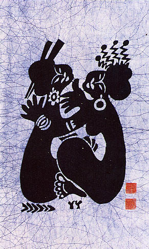 merry, chinese wax painting by artists from guizhou