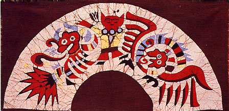 twin dragons, chinese wax painting art