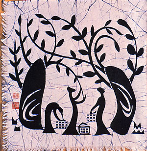 paciing mulberry leaves, chinese wax painting art work