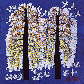 twin trees, china guizhou wax painting