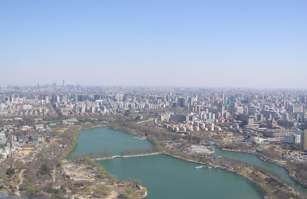 beijing tour of central tv tower, view from top of the tv tower