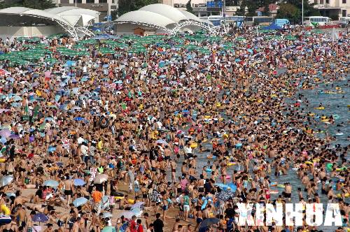 crowded beach in china