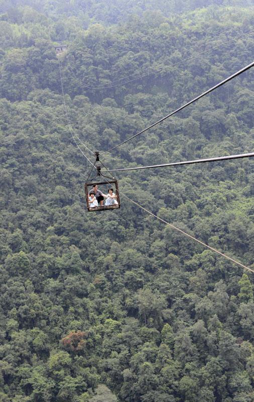 cross deep valley in a cage